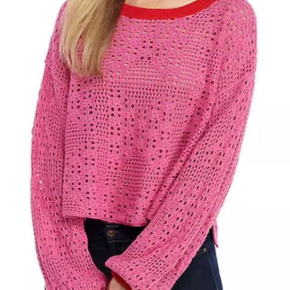 Free People Home Run Cotton Crochet Cropped Sweater XS NWT - Picture 4 of 7